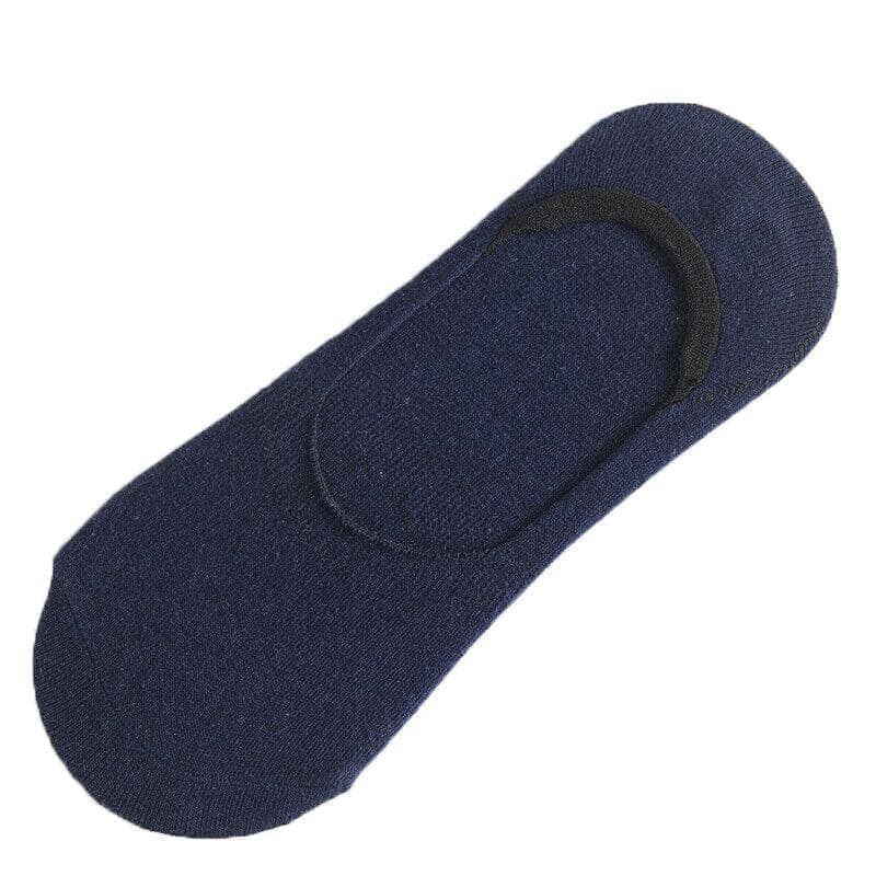 No Show Liner Socks, Non Slip Cotton Low Cut, 5 Pairs - Navy
