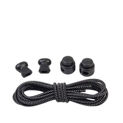 No Tie Elastic Shoelaces with Toggle Locks for Sneakers, Running and Walking Shoes - Black with Dots