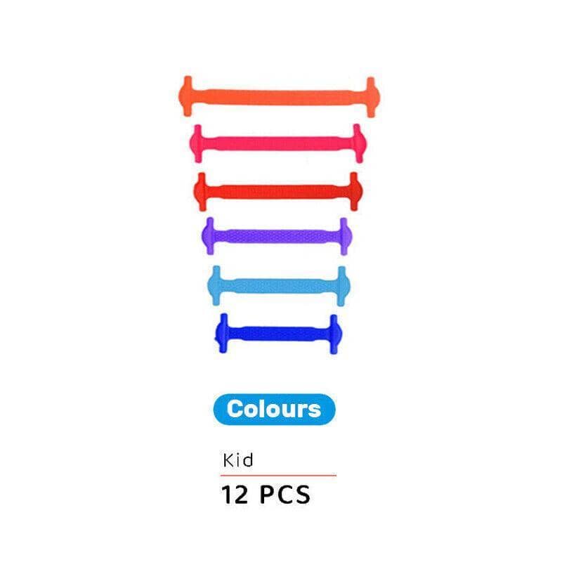 No Tie Elastic Silicone Shoe Laces for Sneakers and Running Shoes, 12 Pieces - Assorted Colours