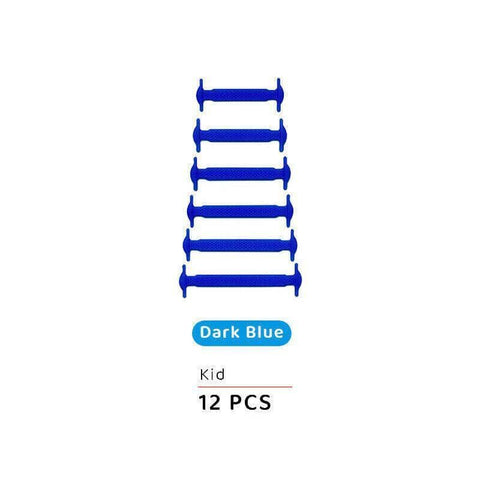 No Tie Elastic Silicone Shoe Laces for Sneakers and Running Shoes, 12 Pieces - Dark Blue