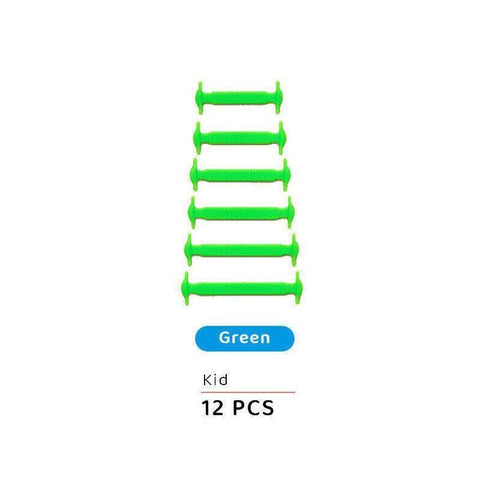 No Tie Elastic Silicone Shoe Laces for Sneakers and Running Shoes, 12 Pieces - Green