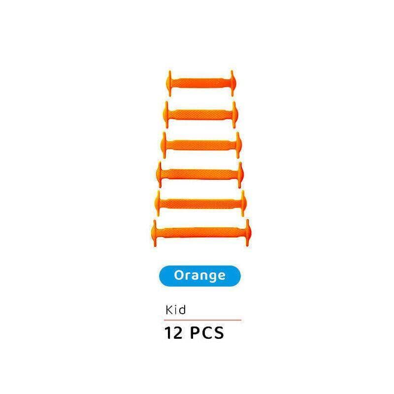 No Tie Elastic Silicone Shoe Laces for Sneakers and Running Shoes, 12 Pieces - Orange