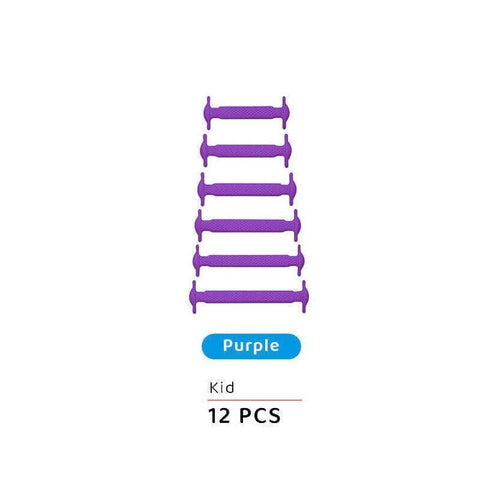 No Tie Elastic Silicone Shoe Laces for Sneakers and Running Shoes, 12 Pieces - Purple