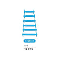 No Tie Elastic Silicone Shoe Laces for Sneakers and Running Shoes, 12 Pieces - Sky Blue