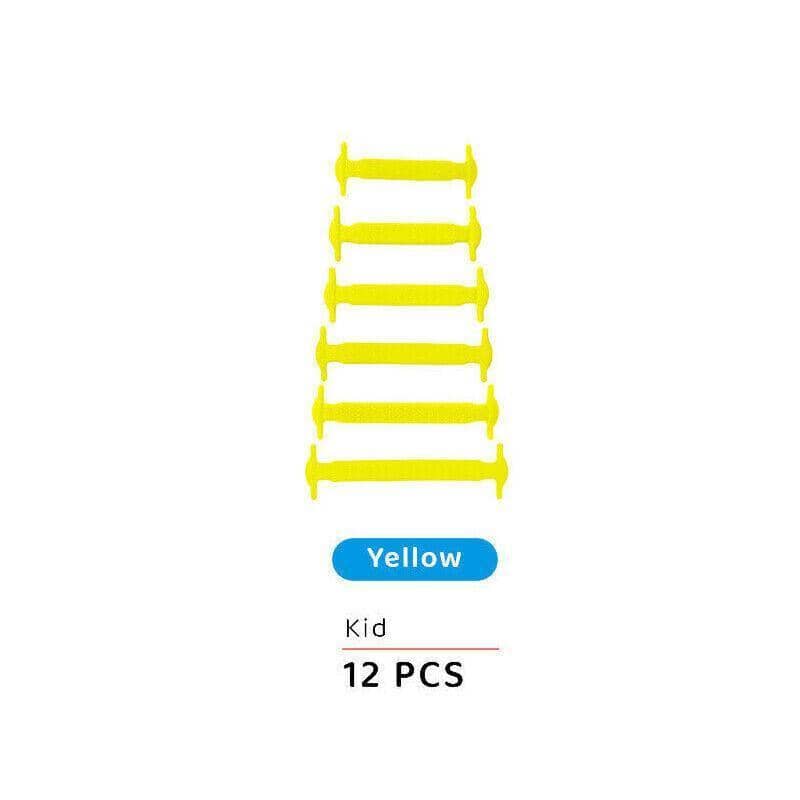No Tie Elastic Silicone Shoe Laces for Sneakers and Running Shoes, 12 Pieces - Yellow