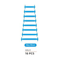 No Tie Shoelaces Elastic Silicone - Sky Blue, Pack of 16