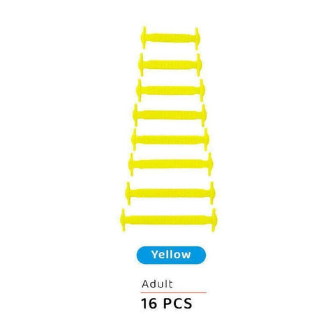 No Tie Shoelaces Elastic Silicone - Yellow, Pack of 16