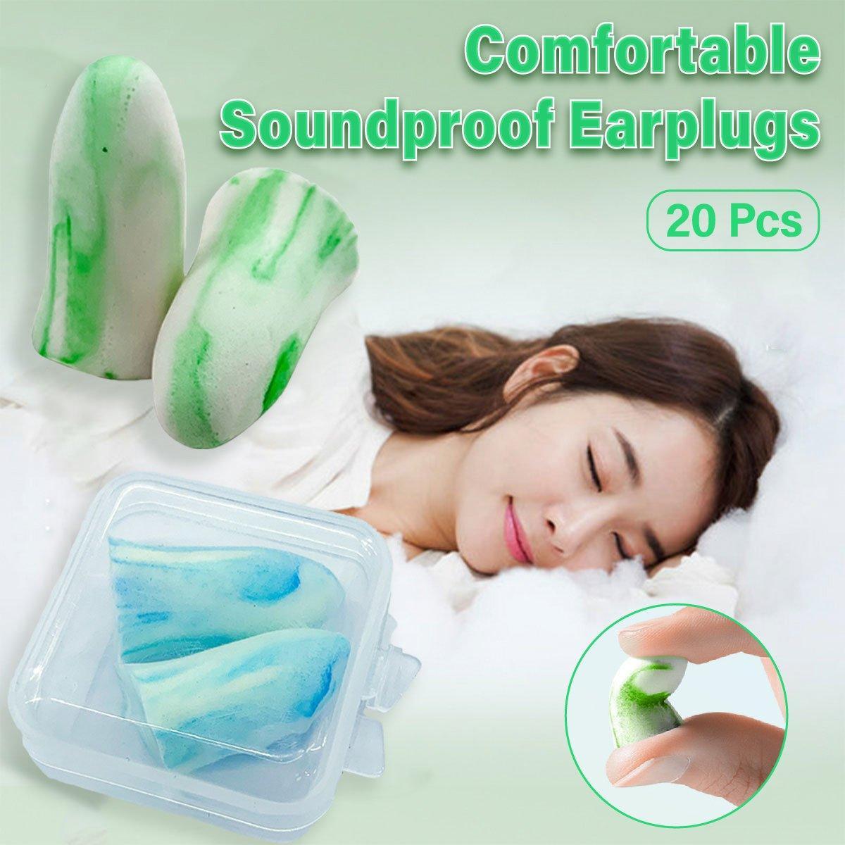 Noise Reducing Memory Foam Sleep Earplugs, Pack of 20 - Blue - view 2