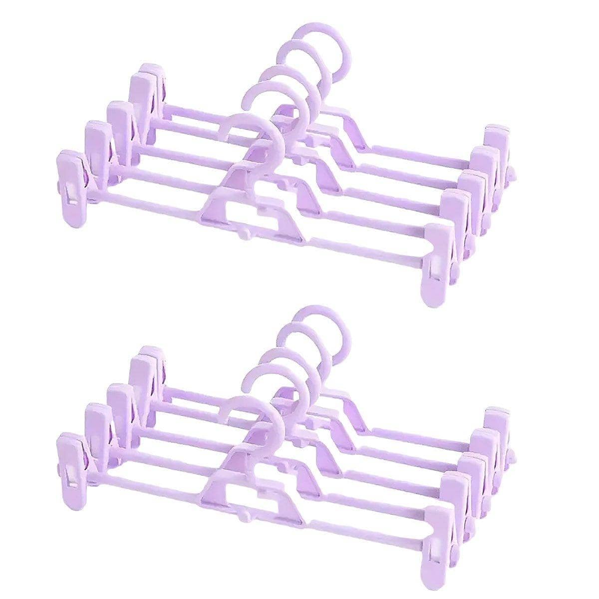 Non-Marking Trouser Hangers with Adjustable Clips, Set of 10 - Purple
