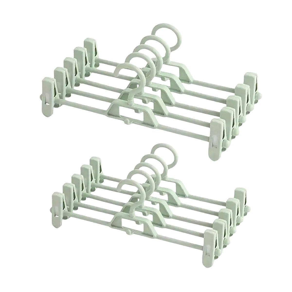Non-Marking Trouser Hangers with Adjustable Clips, Set of 10 - Sage Green