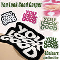 Non-Slip Absorbent Floor Mat with You Look Good Lettering - Green and Cream - view 2
