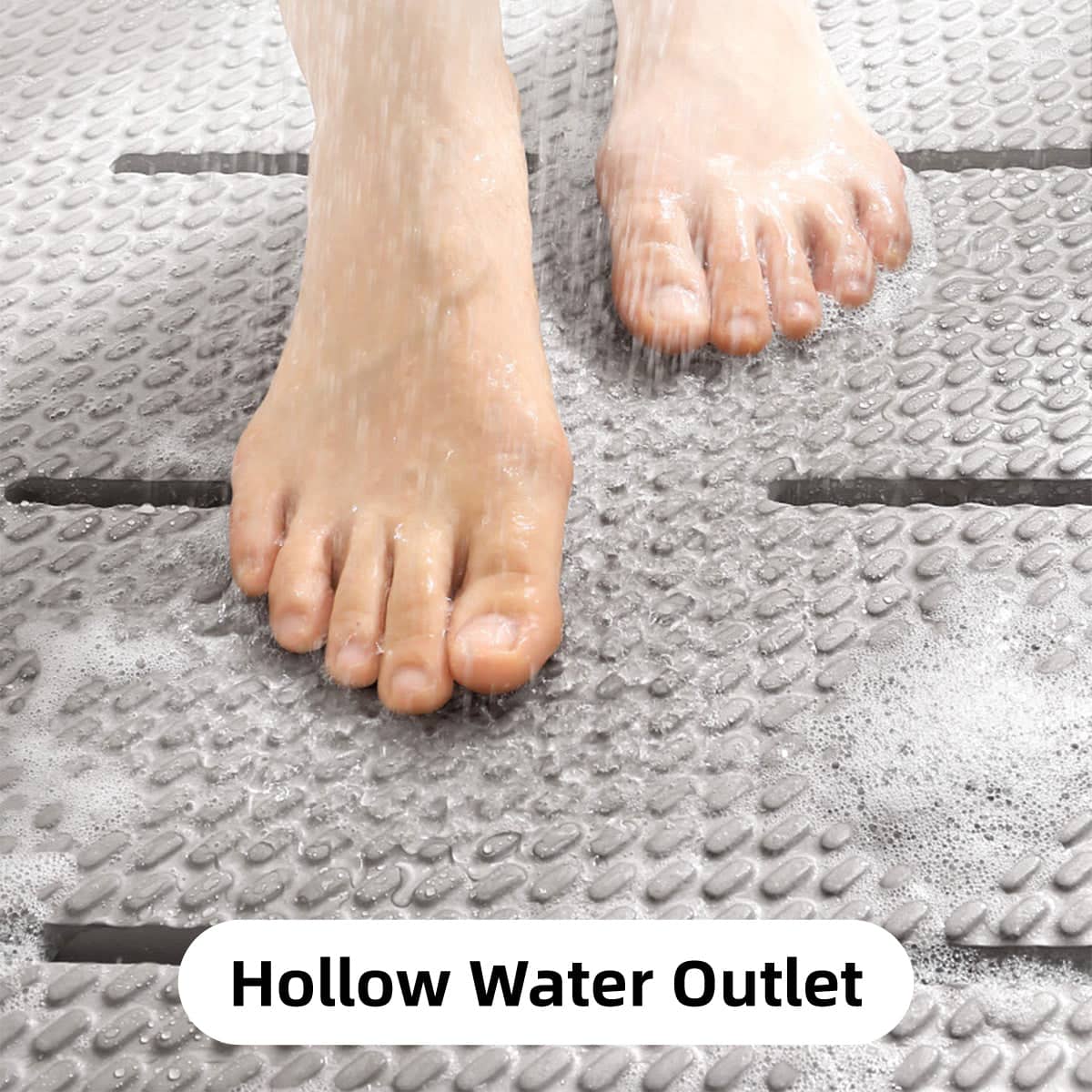 Non-Slip Bathroom Shower Mat, 60 x 85 cm - Grey - view 5