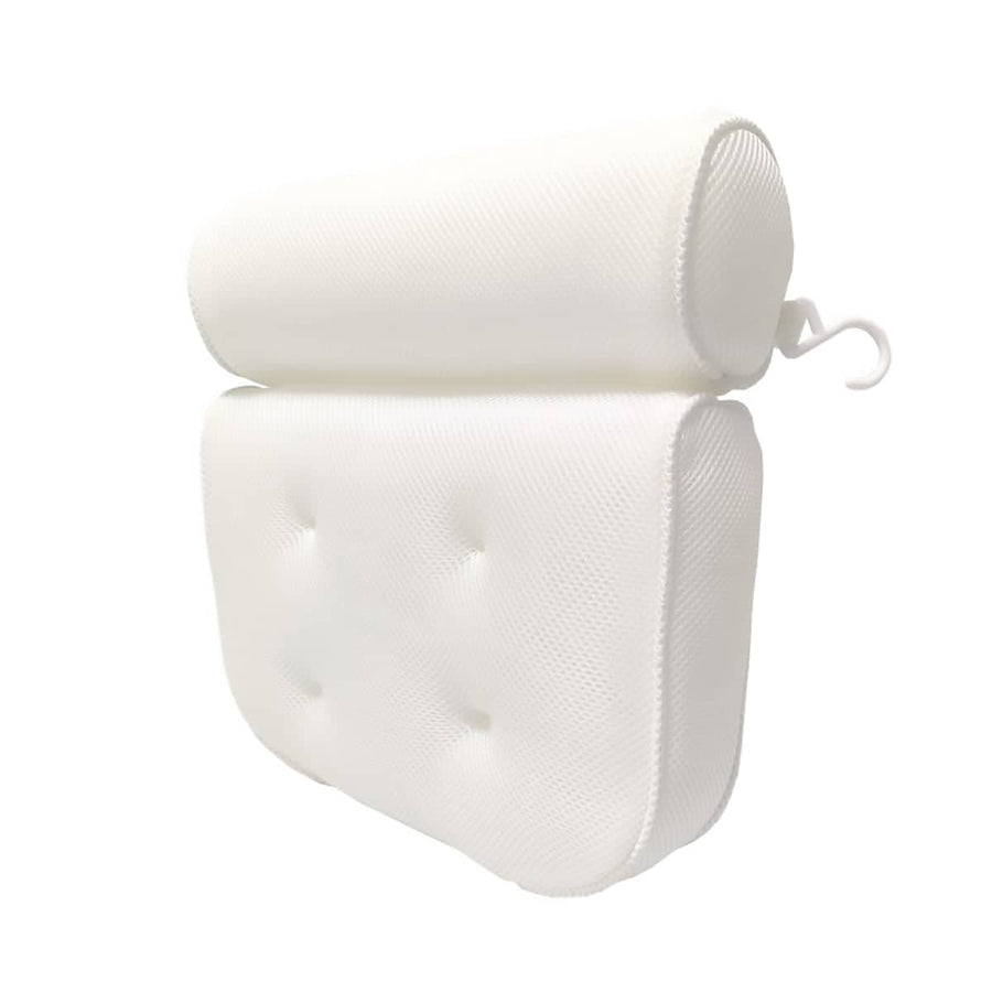 Non-Slip Bathtub Pillow with 6 Suction Cups, 3D Mesh - White