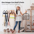 Non-Slip Flocking Pants Rack Multi-Layer Wardrobe Hanger - Black, Pack of 5 - view 4
