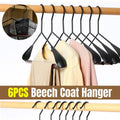 Non Slip Iron Wood Combination Coat Hangers, Pack of 6 - Black