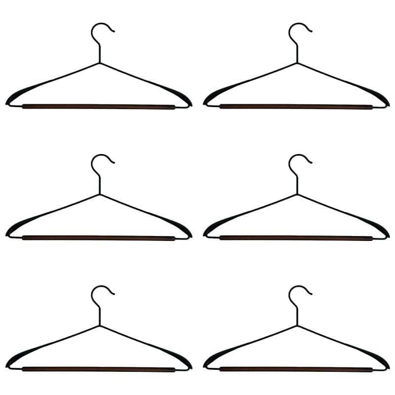 Non Slip Iron Wood Combination Coat Hangers, Pack of 6 - Black - view 2