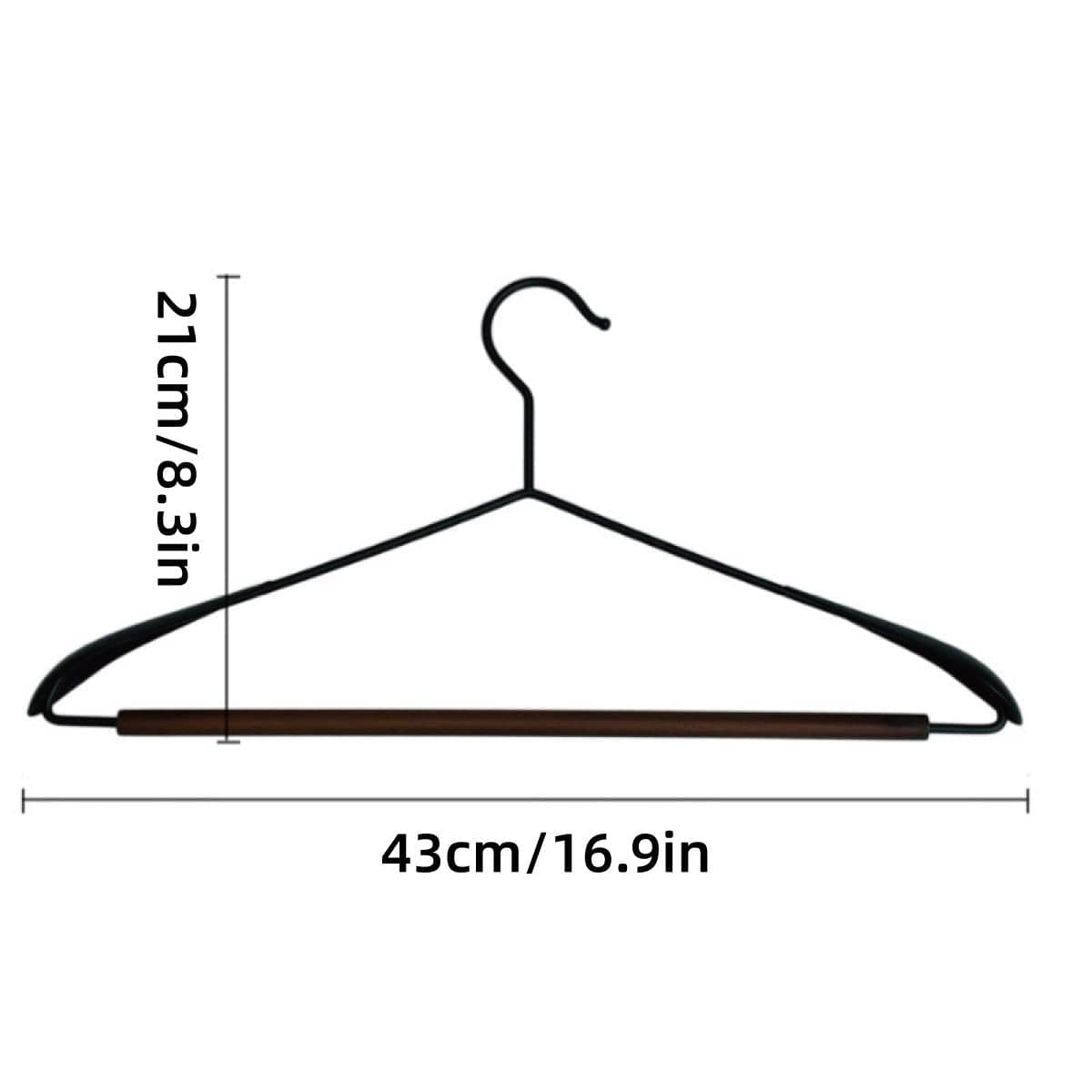 Non Slip Iron Wood Combination Coat Hangers, Pack of 6 - Black - view 3