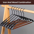 Non Slip Iron Wood Combination Coat Hangers, Pack of 6 - Black - view 5