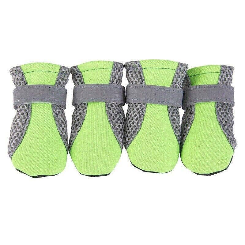 Non-Slip Mesh Dog Shoes Set of 4 - Lime Green, Size S (Paw 3.5 x 3cm)