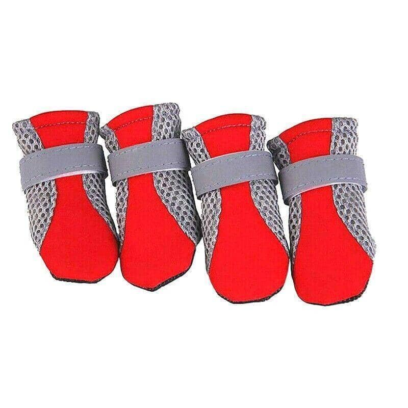 Non-Slip Mesh Dog Shoes Set of 4 - Red, Size S (Paw 3.5 x 3cm)