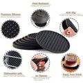 Non Slip Silicone Coasters Set of 6, Heat Resistant Table Mats - Black - view 5