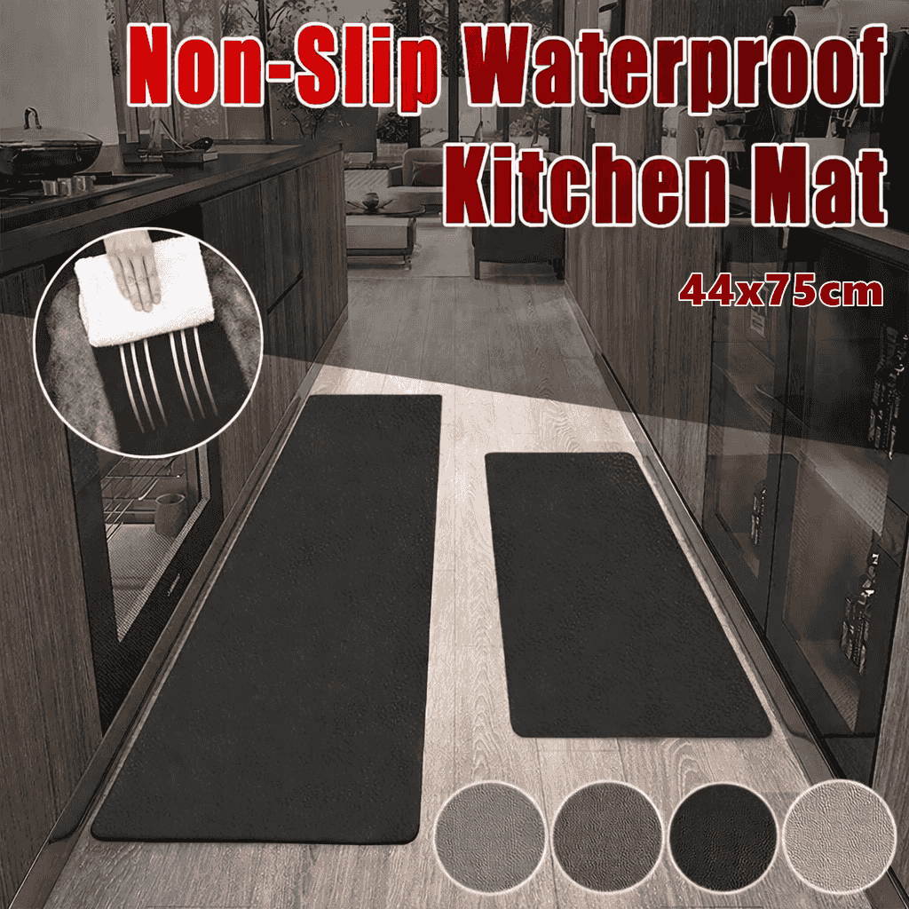 Non-Slip Waterproof Kitchen Floor Mat, Easy Clean PVC - Small 44 x 75cm, Green - view 2