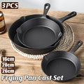 Non Stick Cast Iron Frying Pan Set of 3 - 16cm, 20cm and 26cm Skillet Cookware