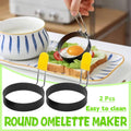 Non-Stick Egg Rings Pack of 2 with Foldable Handles for Frying Pans