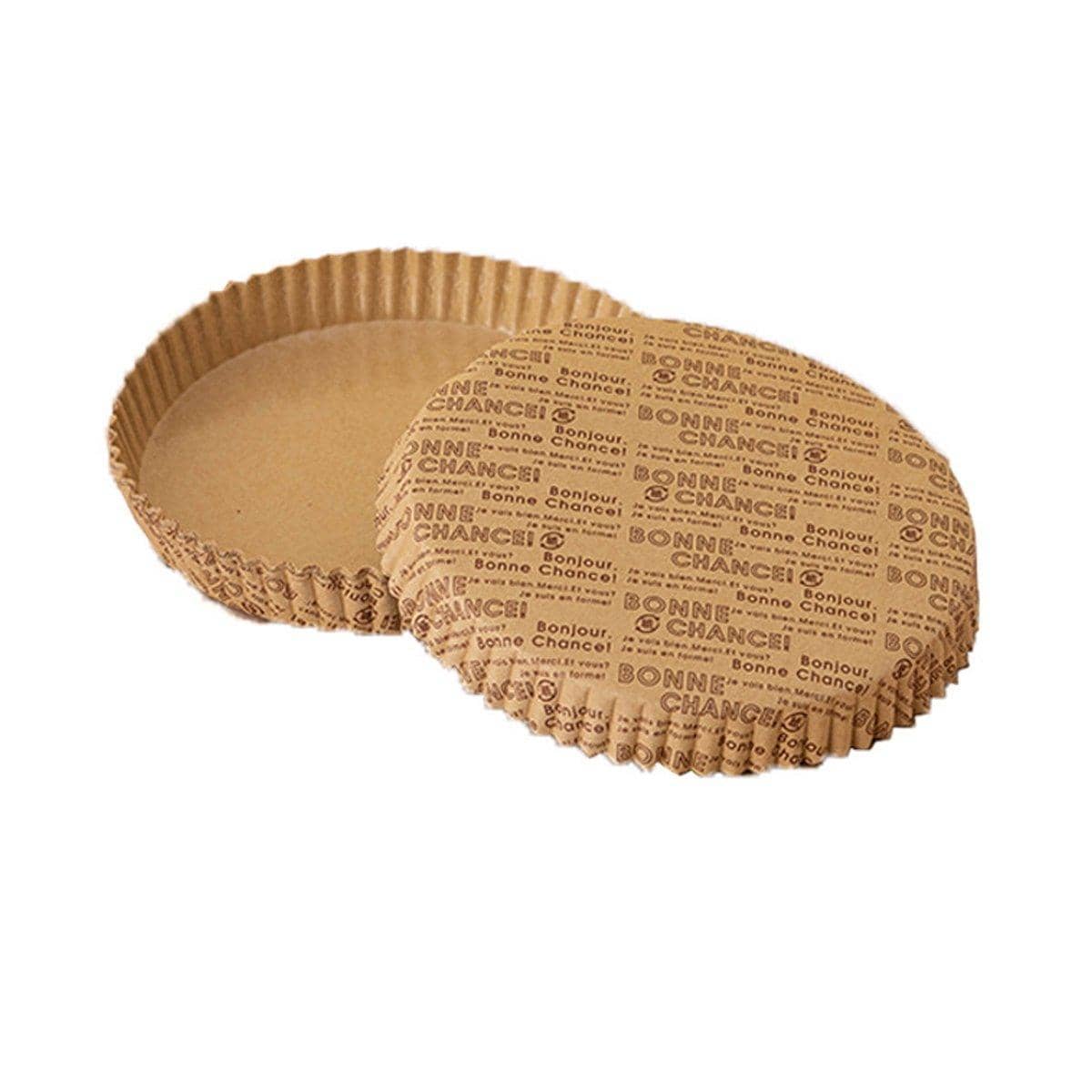 Non-Stick Oil-Proof Baking Paper Trays, 14cm Round - Kraft, Pack of 100