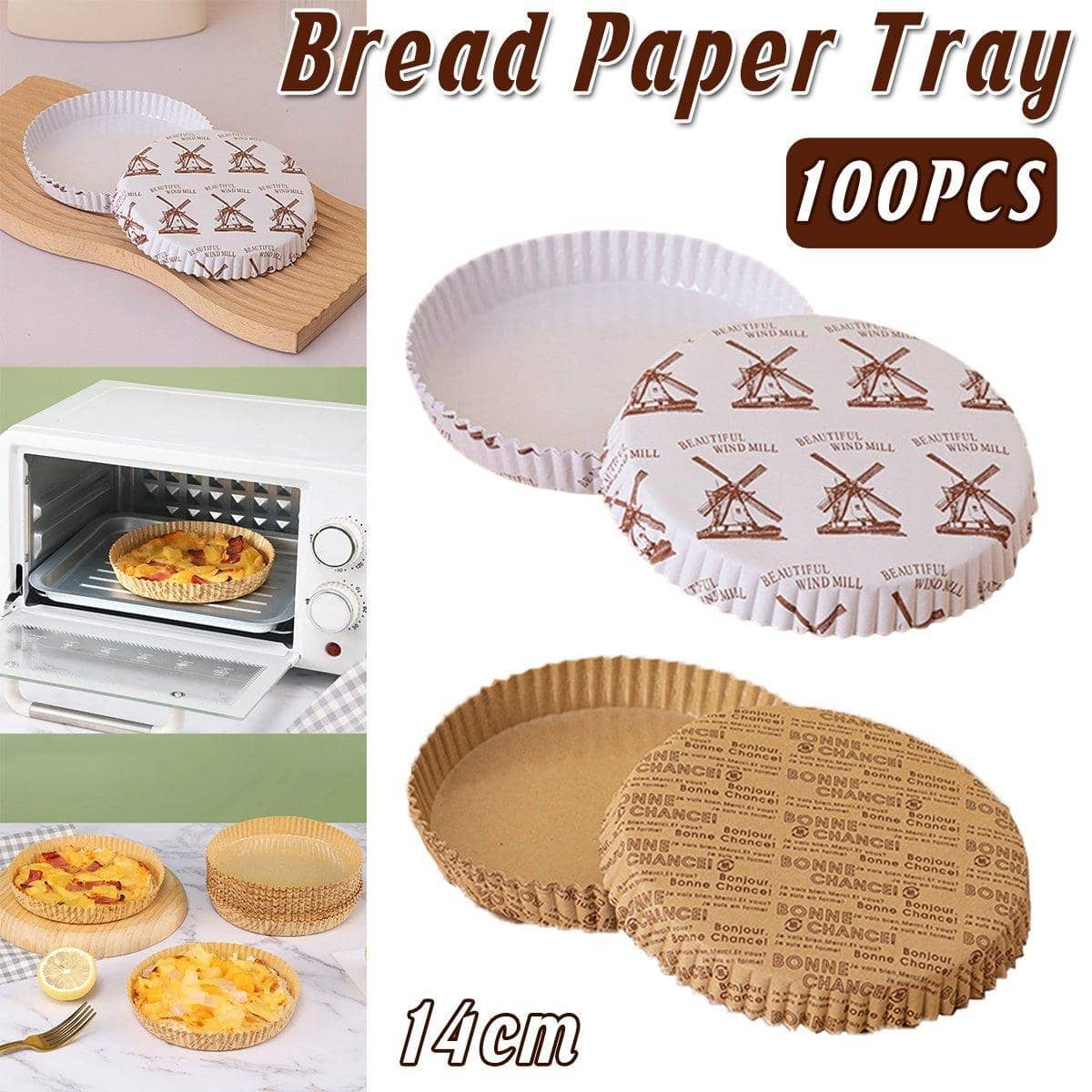 Non-Stick Oil-Proof Baking Paper Trays, 14cm Round - Kraft, Pack of 100 - view 2