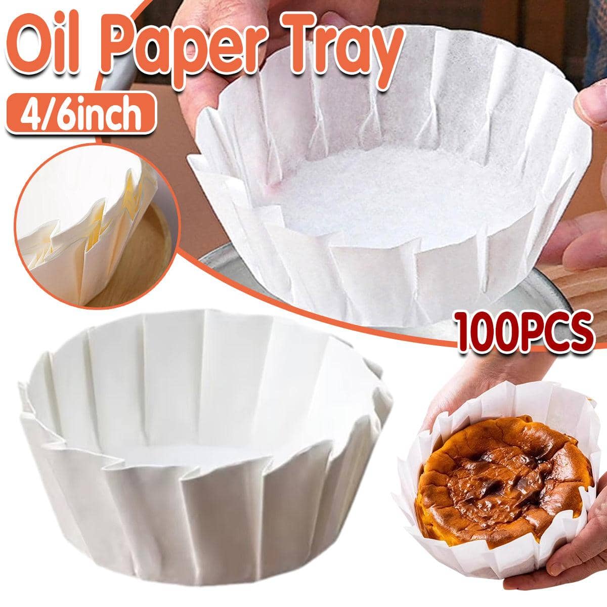 Non-Stick Oil-Proof Cake Paper Trays, Pack of 100 - 6 Inch (13.5 cm) - view 2