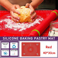 Non-Stick Silicone Baking Mat - 40 x 30 cm, Red Dough Rolling Sheet