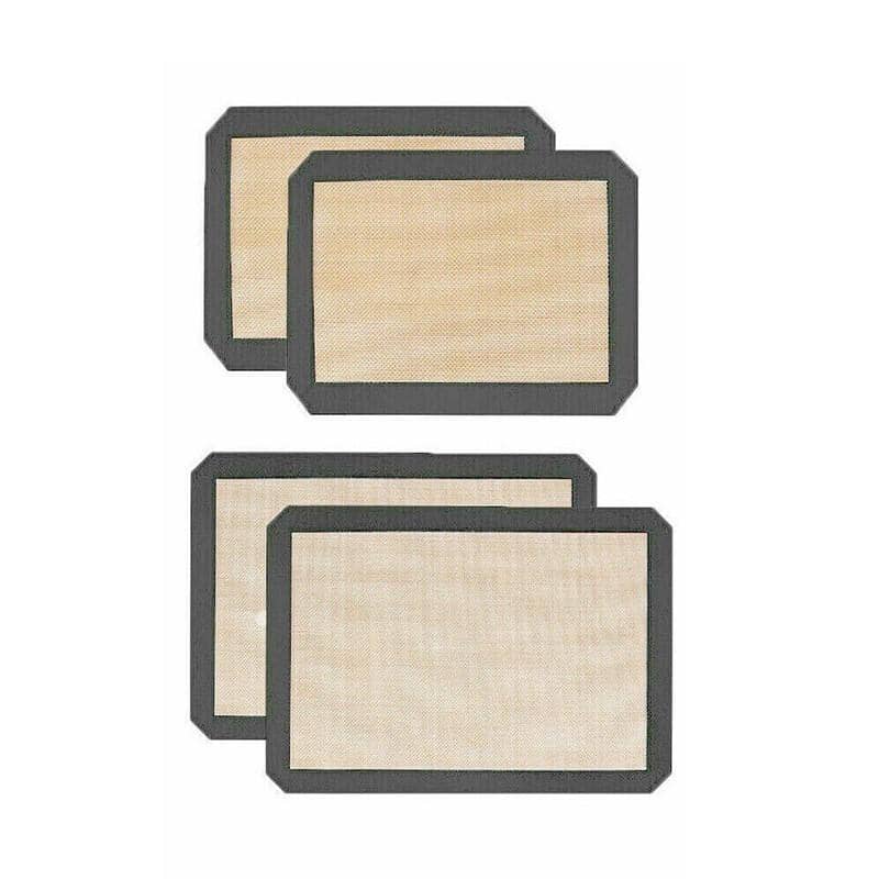 Non-Stick Silicone Baking Mat Reusable - Grey, Pack of 4 (30 x 21 cm and 42 x 29.5 cm)