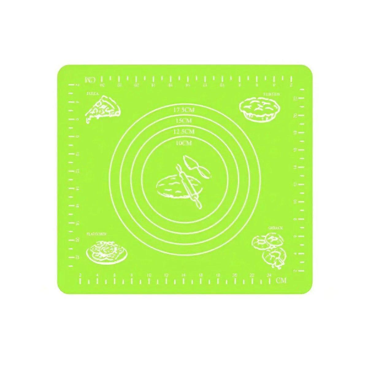 Non-Stick Silicone Dough Rolling Mat - Green, 29 x 26 cm