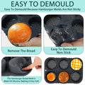 Non-Stick Silicone Hamburger Bun Mould - 6 Cavity Burger Bread Baking Pan - view 5