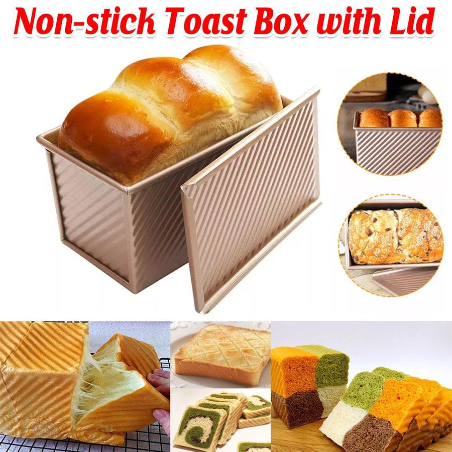 Non-Stick Toast Baking Box with Lid, Carbon Steel - Champagne Gold