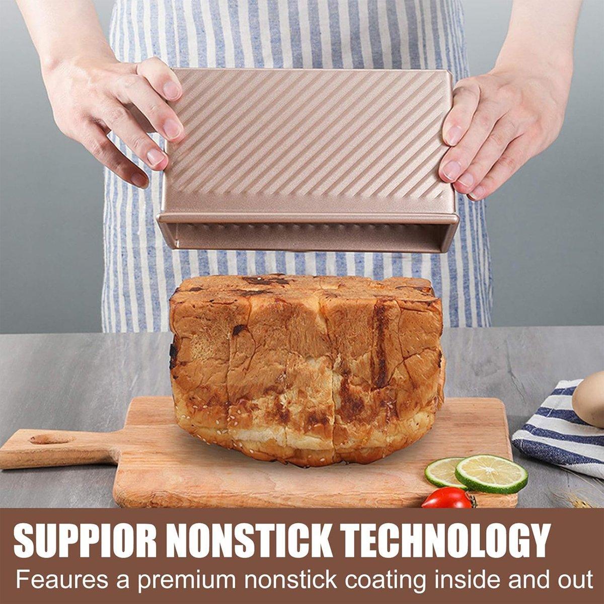 Non-Stick Toast Baking Box with Lid, Carbon Steel - Champagne Gold - view 4