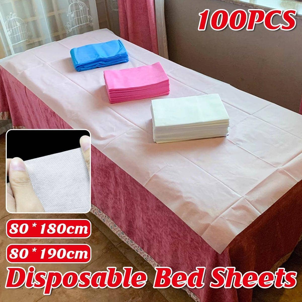 Non-Woven Breathable Bed Sheets for Beauty Salon and Spa, Pack of 100 - Pink, 80 x 190 cm - view 2