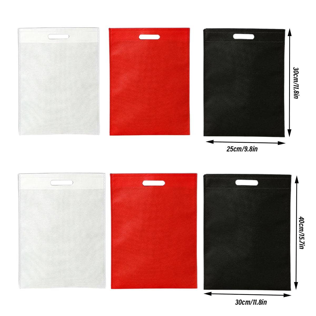 Non-Woven Flat Pocket Shopping Bags, Pack of 100 - Black, 25 x 30 cm - view 5