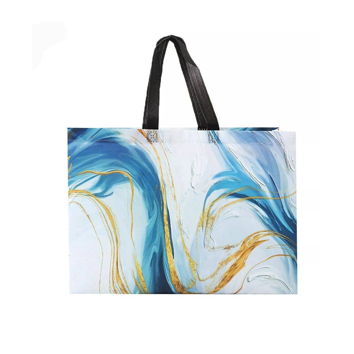 Non Woven Reusable Shopping Tote Bags Pack of 25 - Size L (47 x 36 cm), Blue