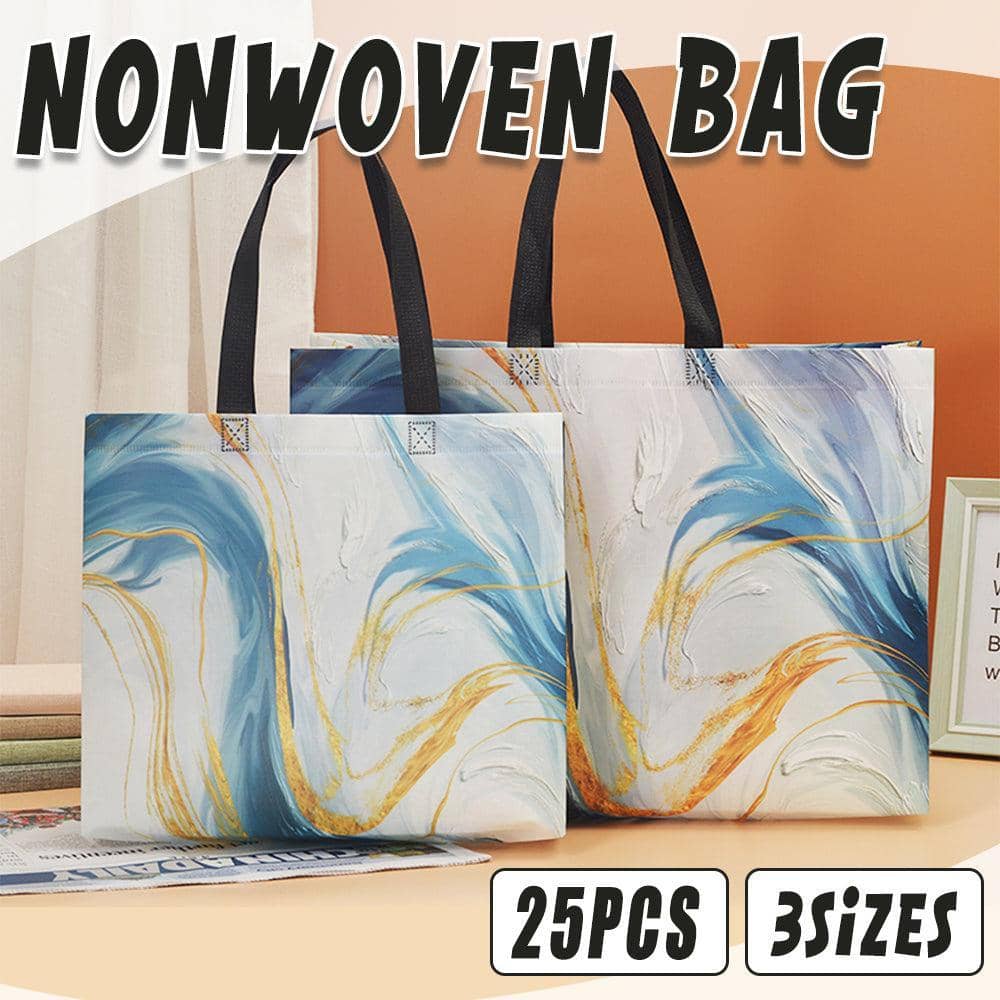 Non Woven Reusable Shopping Tote Bags Pack of 25 - Size S (32 x 27 cm), Blue - view 2