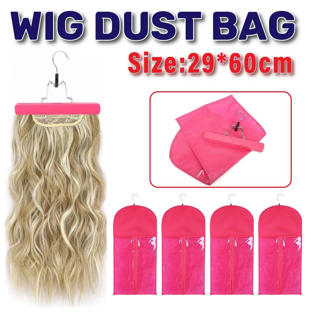 Non-Woven Wig Dust Bag with Clear Window for Hair Extensions, Pack of 4