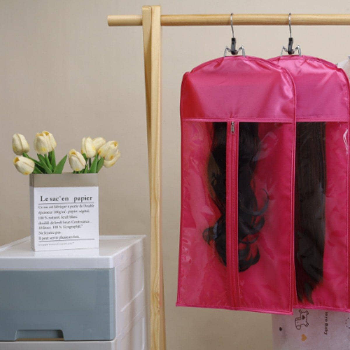 Non-Woven Wig Dust Bag with Clear Window for Hair Extensions, Pack of 4 - view 5