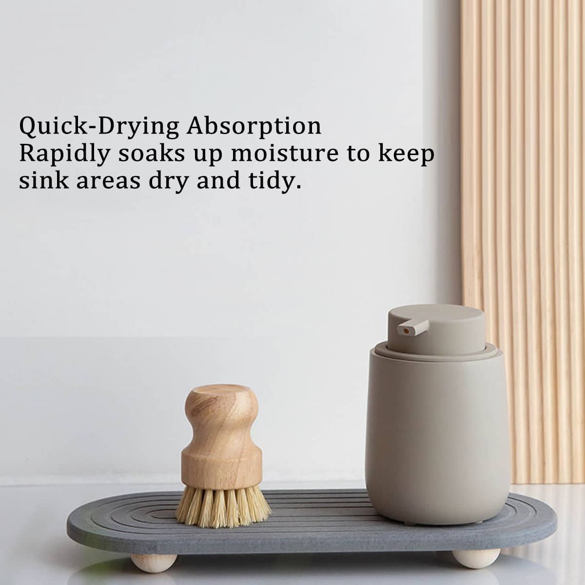 Nordic Diatomaceous Earth Bathroom Sink Drying Mat Tray, 30 x 10 cm - Dark Grey - view 5