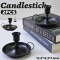 Nordic Iron Candle Holder Set - Matte Black, 2 Pack