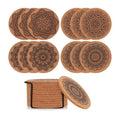Nordic Mandala Cork Cup Coasters with Rack, Pack of 12 - view 2