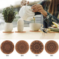 Nordic Mandala Cork Cup Coasters with Rack, Pack of 12 - view 3