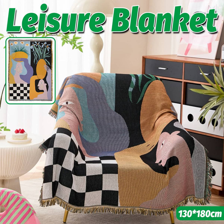 Nordic Style Room Tapestry Wall Hanging and Leisure Blanket with Fringed Edges 130 x 180 cm
