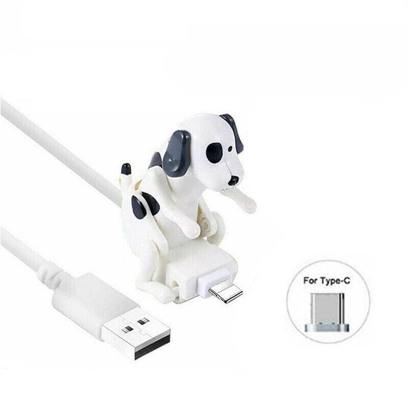 Novelty Dog Figure USB Cable for Type-C Charging - White