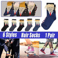 Novelty Faux Hair Cotton Mid Calf Socks, Unisex - Black and White - view 2